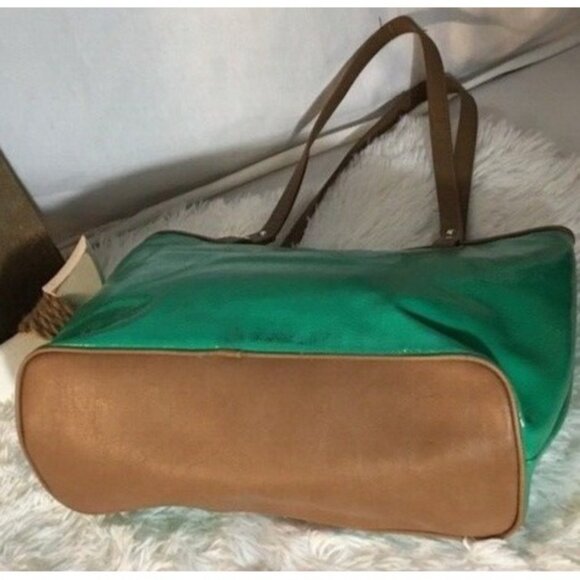 Nine West Purse Green Glossy Finish Double Handle Shoulder Bag - Picture 8 of 8